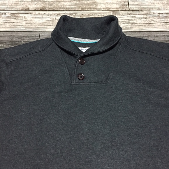 Tommy Bahama Shawl Collar Sweatshirt Men’s M Gray Polyester Wool Soft - Picture 7 of 10